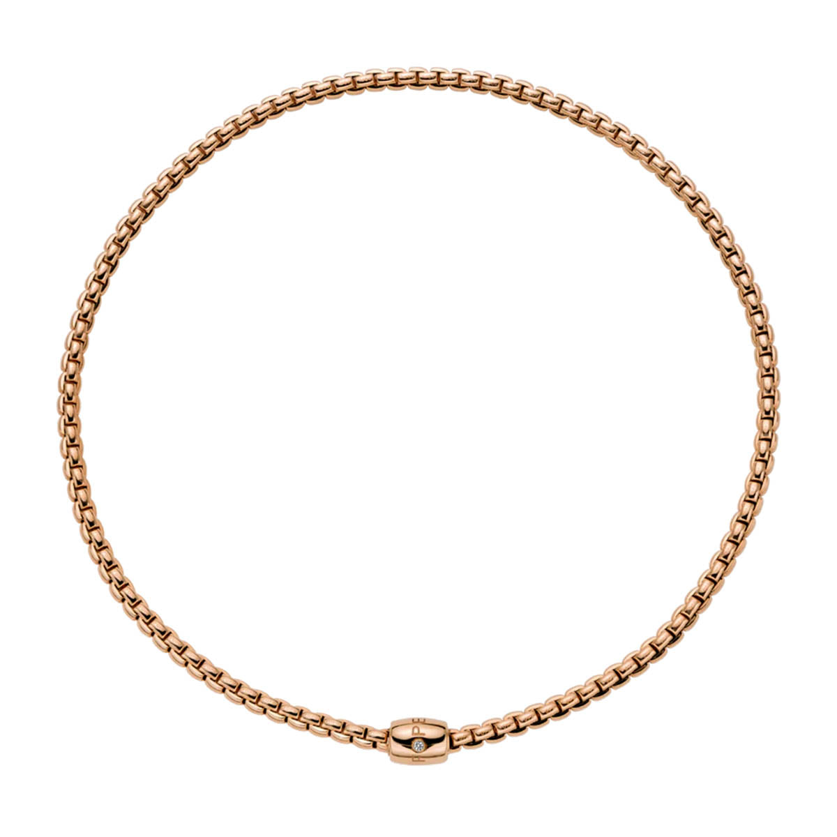 FOPE Eka 18ct Rose Gold Flex'it Necklace With A Single Diamond Ornamental Clasp - Berry's Jewellers