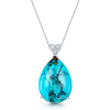 18ct White Gold Teardrop Turquoise And Three Diamond Heart Shaped Pendant