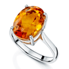 Palladium Oval Cut Citrine Single Stone Dress Ring