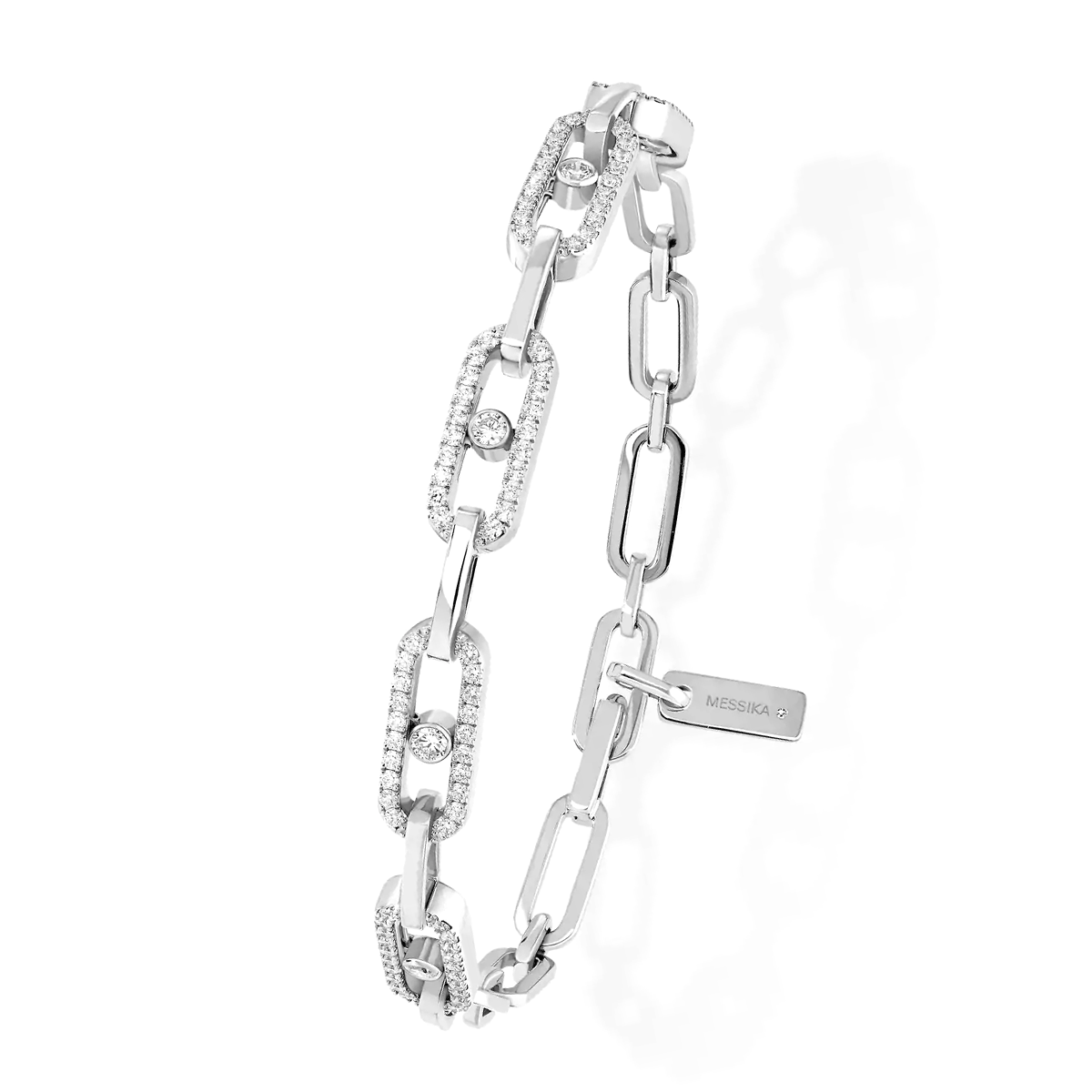 Move Link Multi 18ct White Gold Diamond Set Bracelet