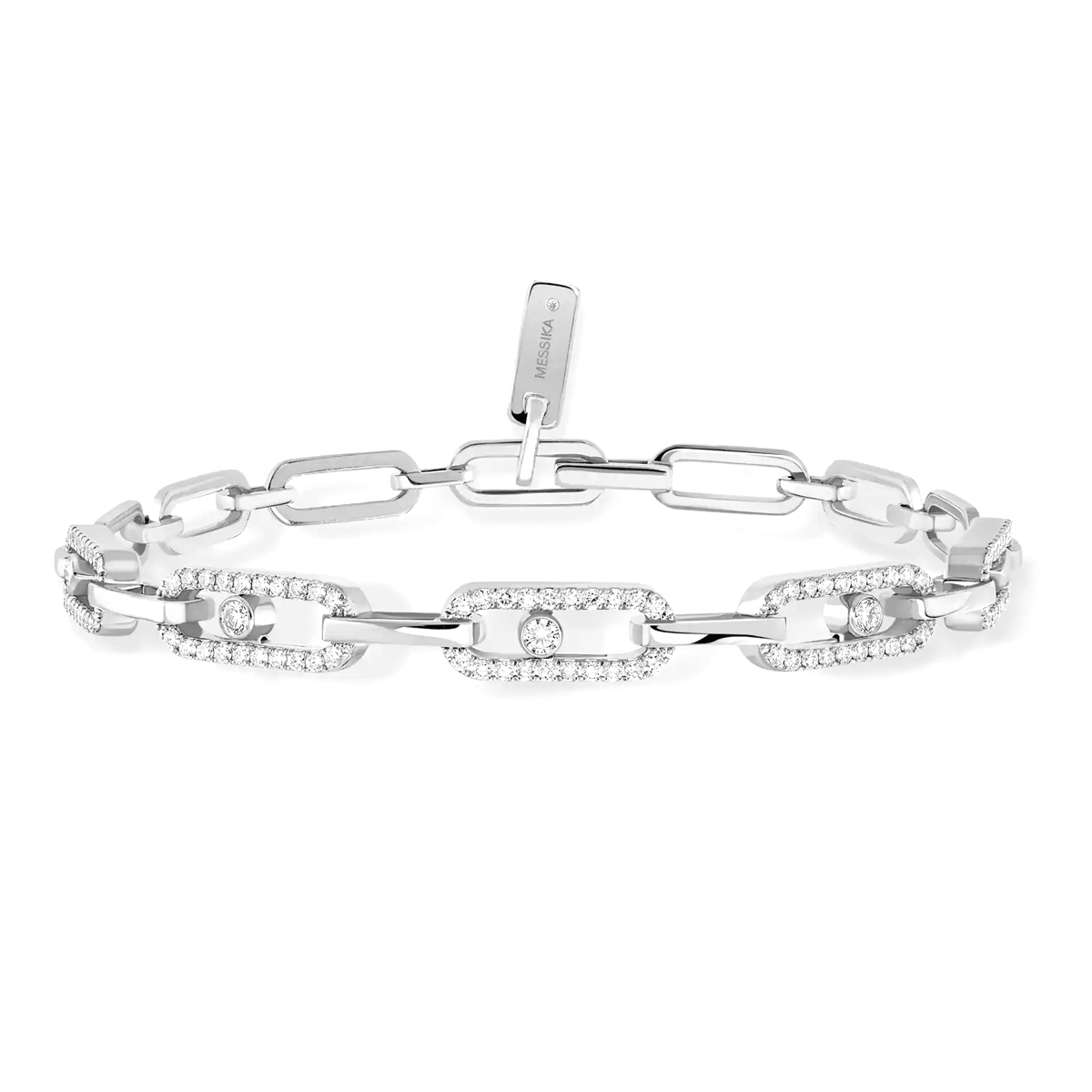 Move Link Multi 18ct White Gold Diamond Set Bracelet