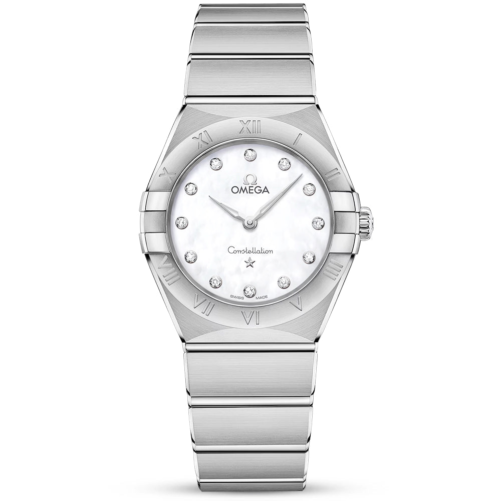 OMEGA Constellation 28mm White Mother of Pearl Diamond Dial Watch - Berry's Jewellers