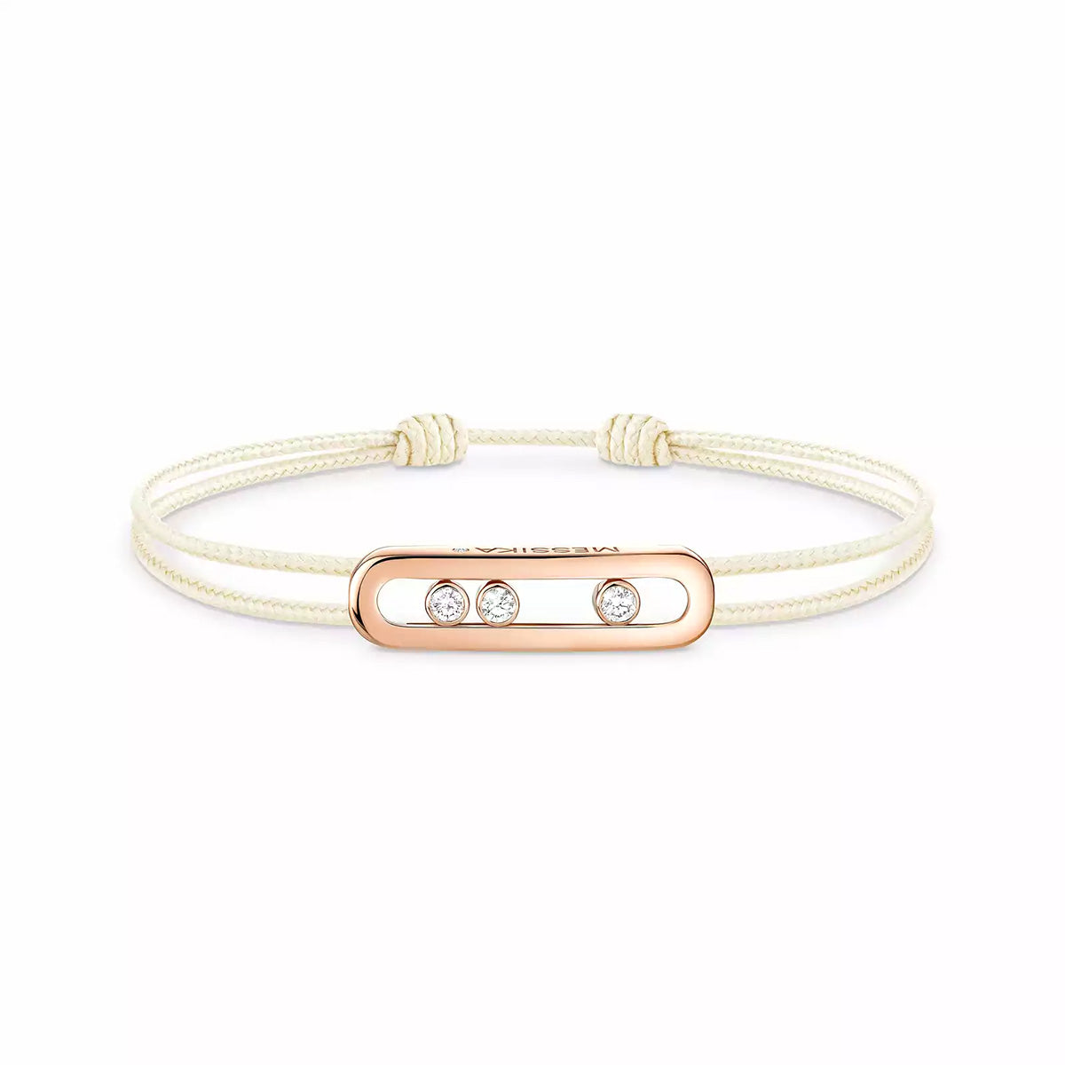 18ct Pink Gold Diamond Set Messika Cares Cream Cord Bracelet