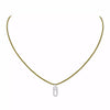 18ct White Gold Diamond Messika Cares Necklace On A Khaki Cord