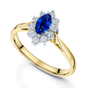 Berry's 18ct Yellow Gold Marquise Blue Sapphire & Round Brilliant Cut Cluster Ring - Berry's Jewellers