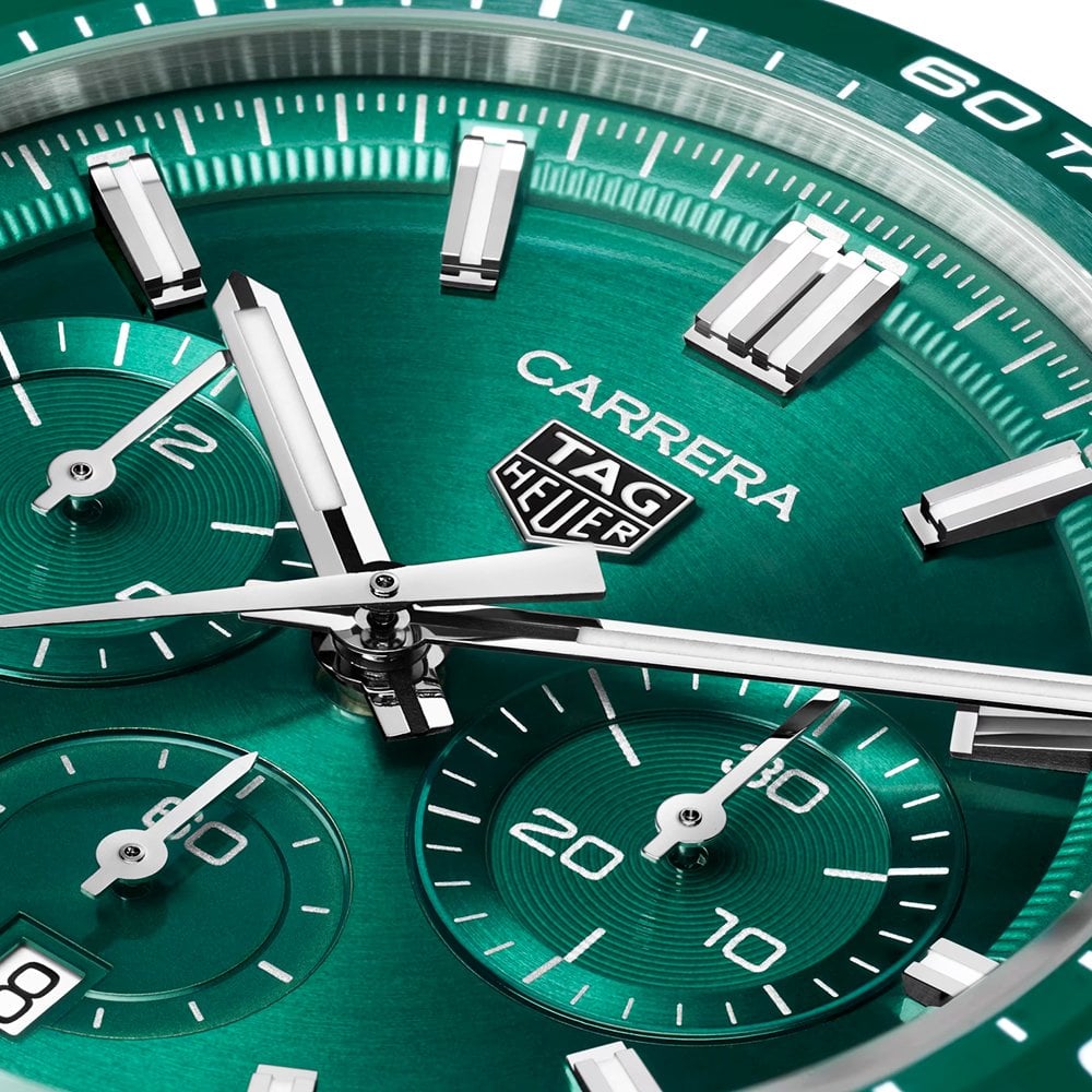 TAG Heuer Carrera 44mm Green Dial Bezel Chronograph Watch