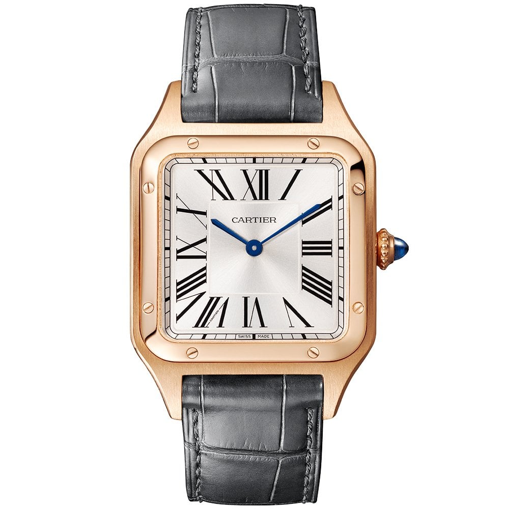 Santos-Dumont 18ct Rose Gold Large Steel Strap Watch