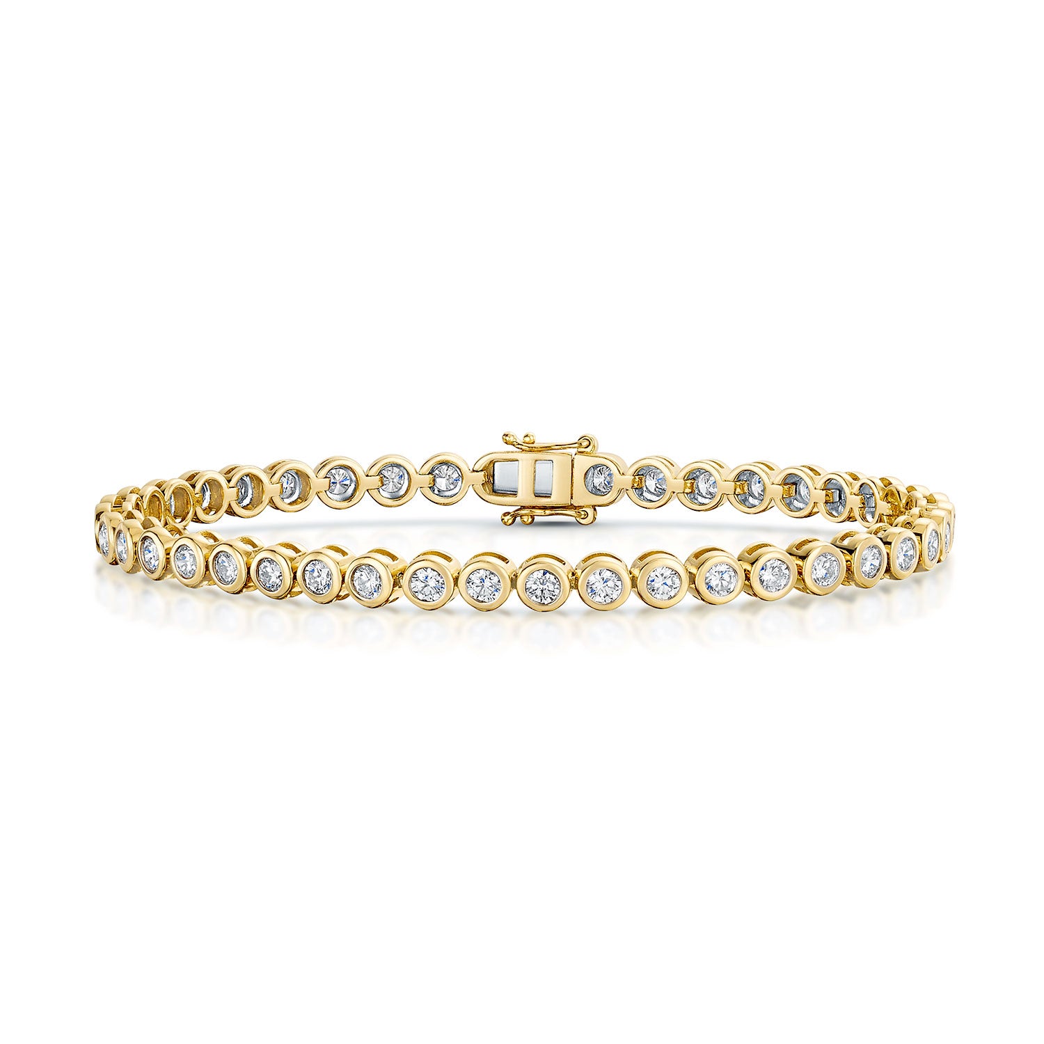 Berry's 18ct Yellow Gold Round Brilliant Cut Diamond Rub Over Tennis Bracelet - Berry's Jewellers