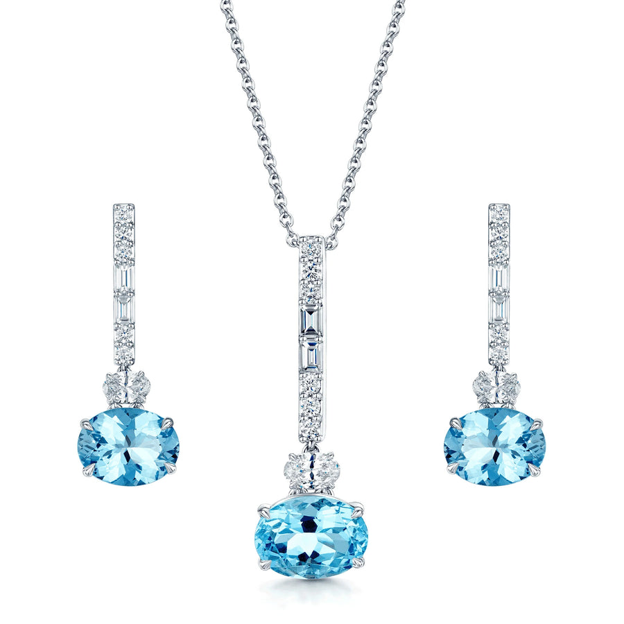 18ct White Gold Aquamarine Jewellery Set