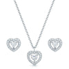 18ct White Gold Diamond Heart Pendant & Earring Set