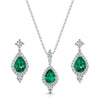 18ct White Gold Emerald & Diamond Pendant & Earring Set