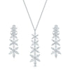 18ct White Gold Marquise Cut Diamond Flower Pendant & Earrings