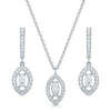 18ct White Gold Marquise Cut Diamond Pendant & Earring Set