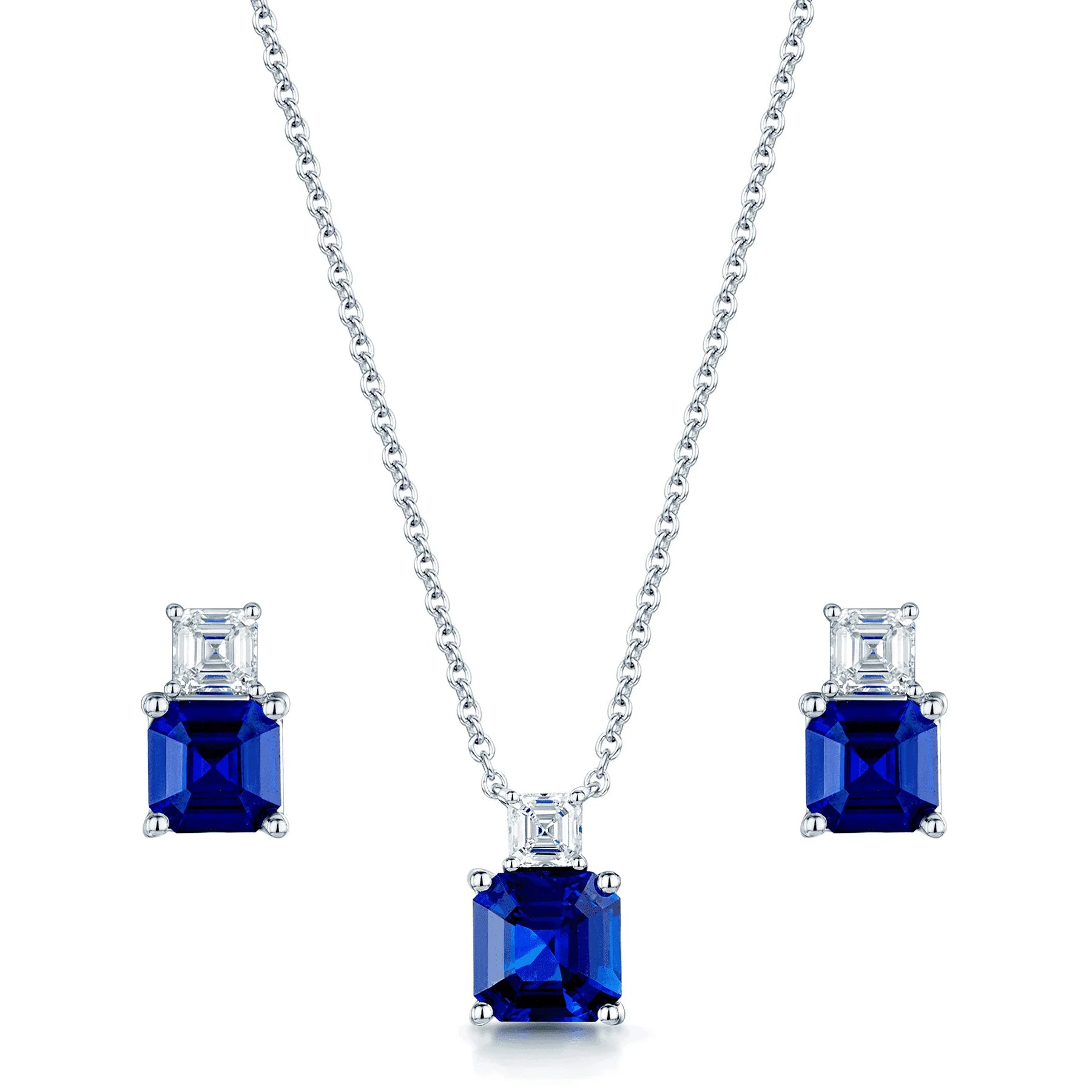 18ct White Gold Sapphire & Diamond Jewellery Set