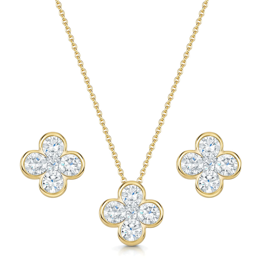 18ct Yellow Gold Diamond Pendant & Earring Set