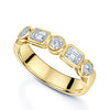 18ct Yellow Gold Round And Emerald Cut Diamond Rub Over Set Eternity Ring