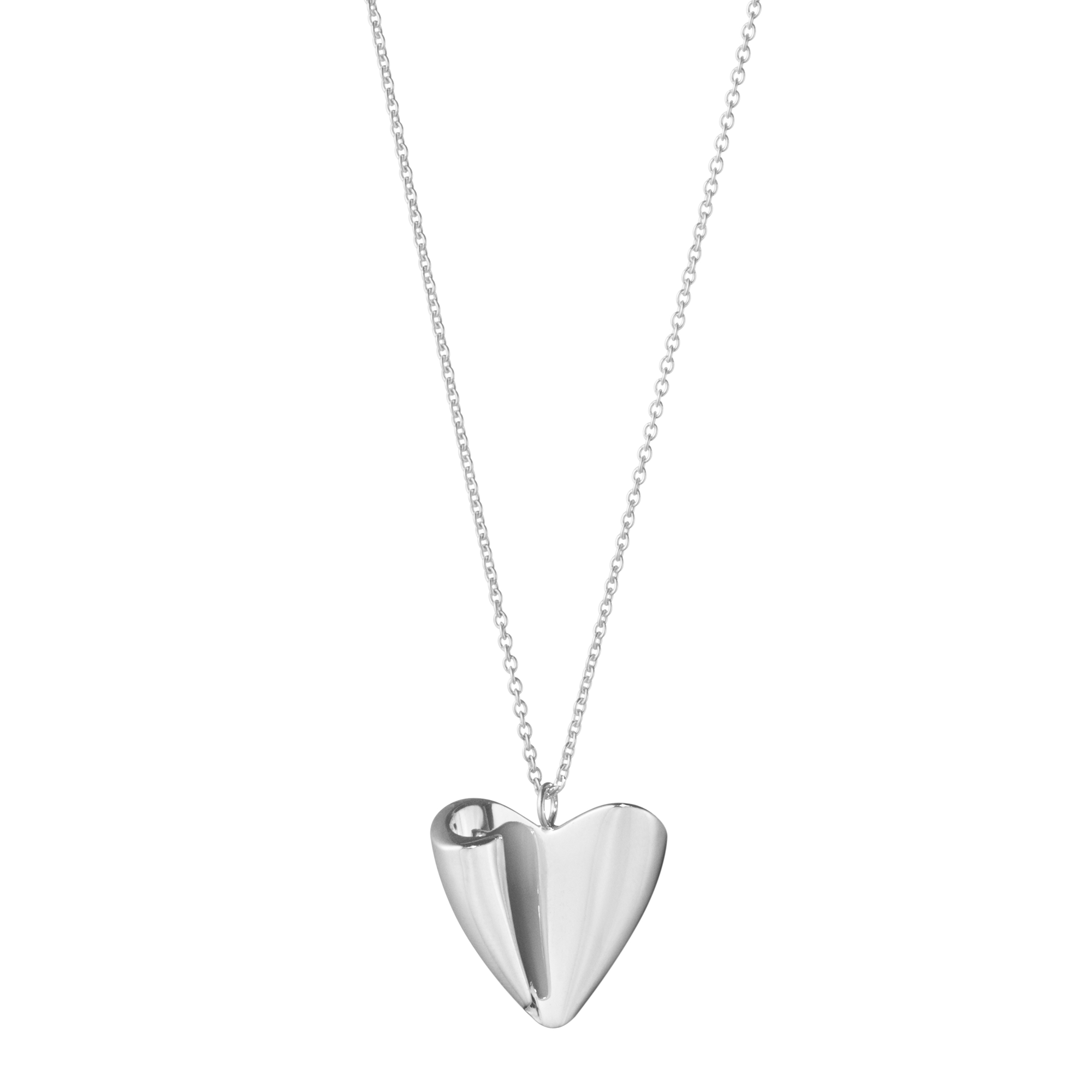 Silver Folded Heart Pendant