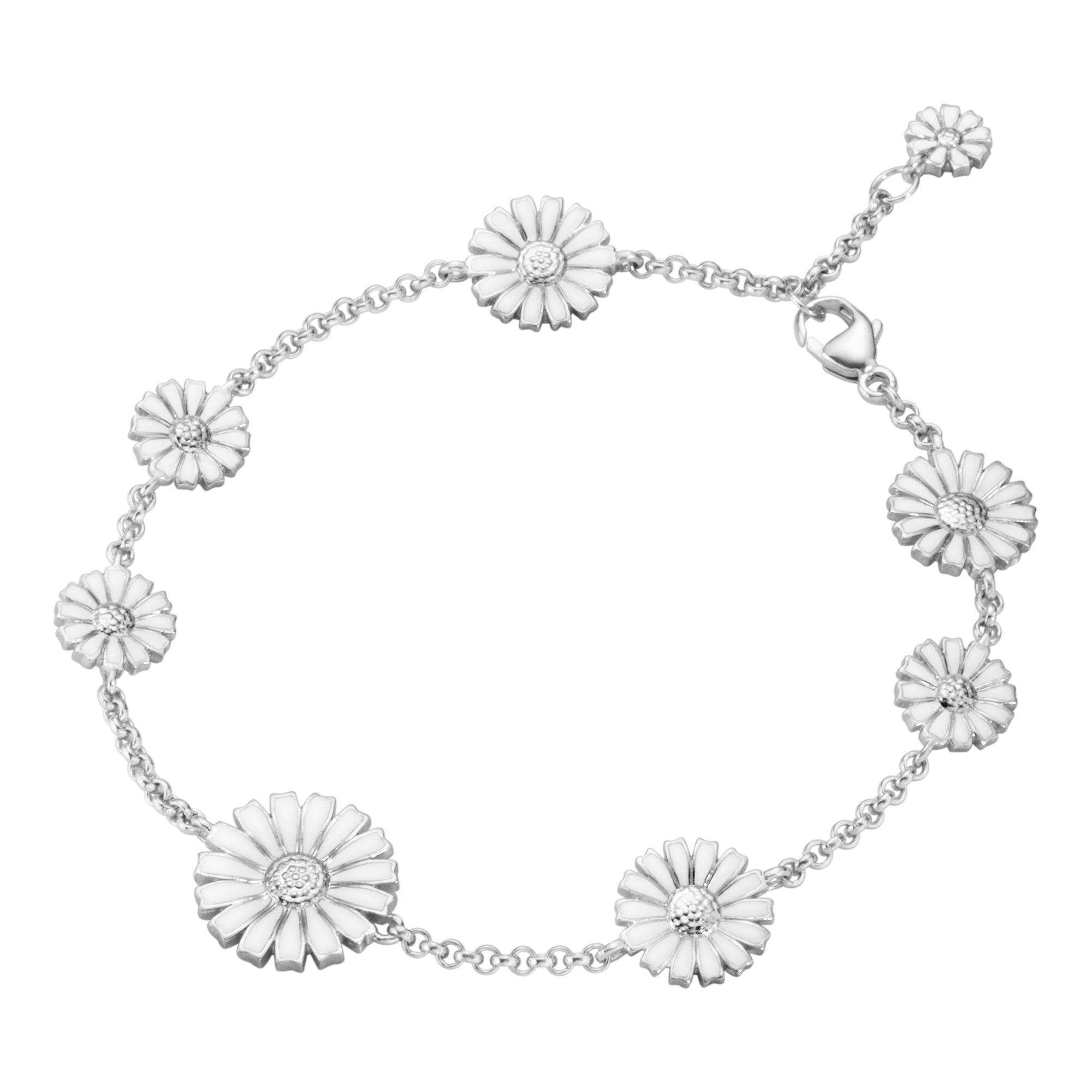 Daisy Silver And White Enamel Bracelet