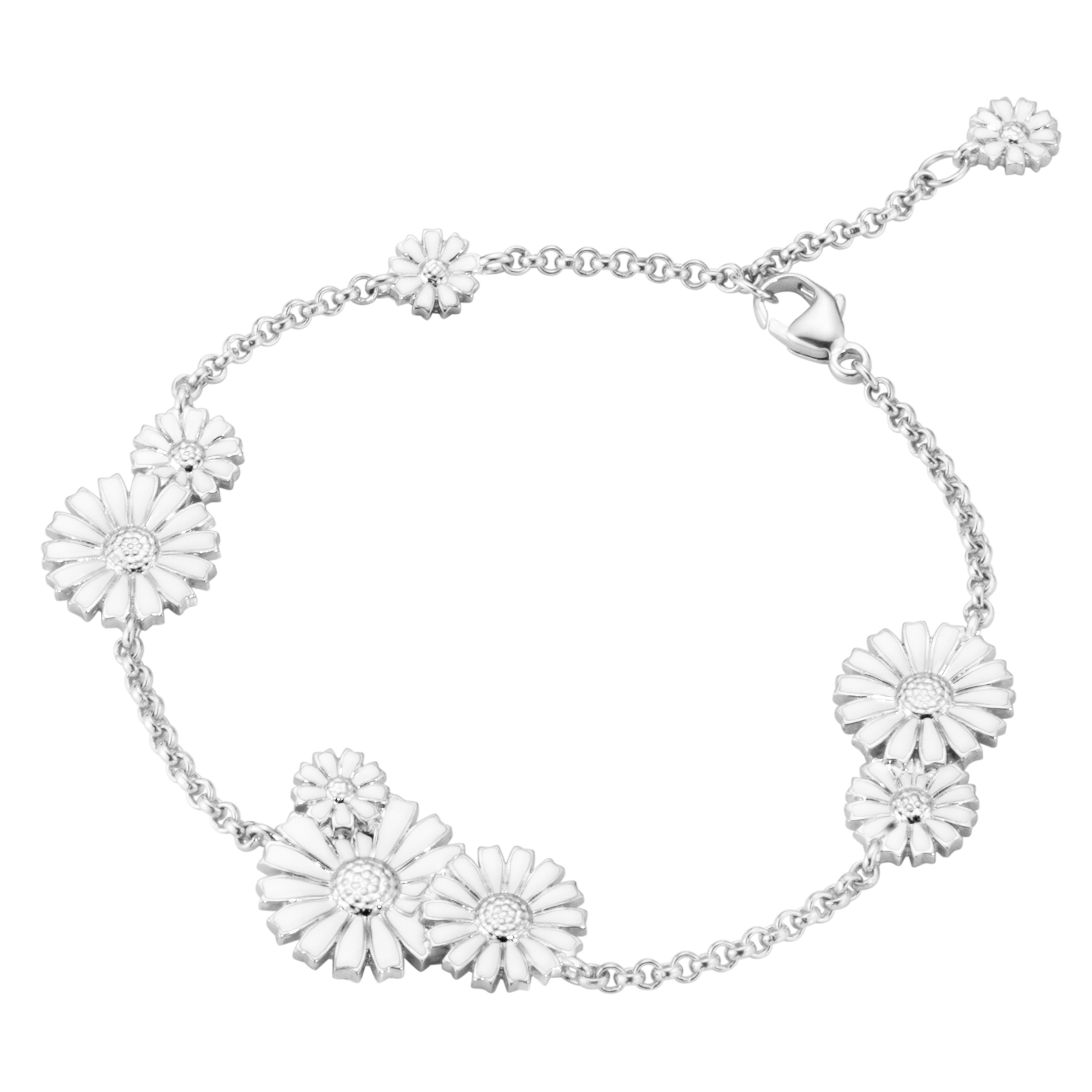 Daisy Silver & White Enamel Layered Bracelet