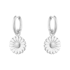 Daisy Silver And White Enamel Hoop Drop Earrings