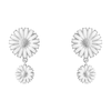 Daisy Silver And White Enamel Drop Earrings