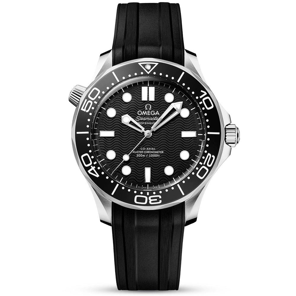 OMEGA Seamaster Diver 300m 42mm Black Dial Mens Rubber Strap Watch - Berry's Jewellers