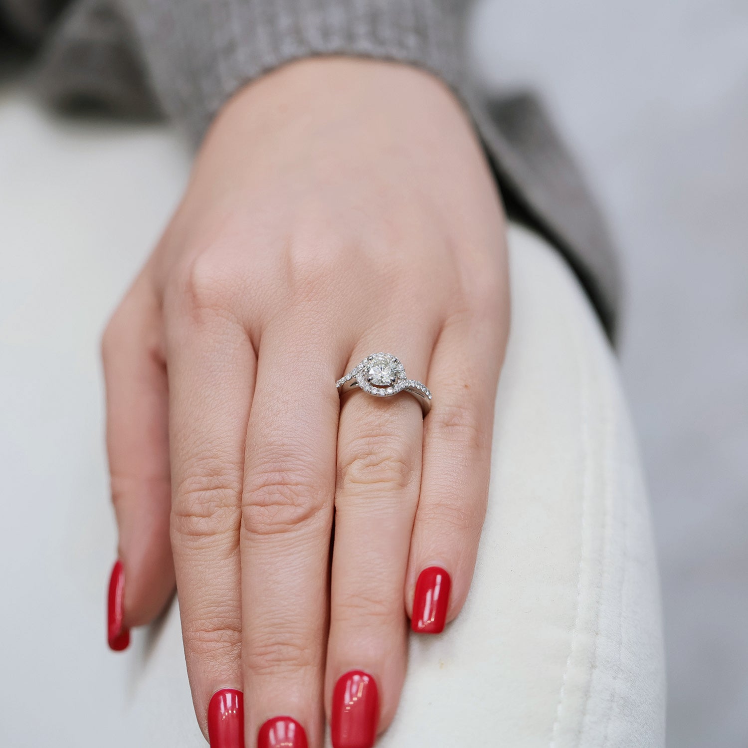 Berry's Platinum GIA Certificated Round Brilliant Cut Diamond Ring With Twist Diamond Shoulders - Berry's Jewellers