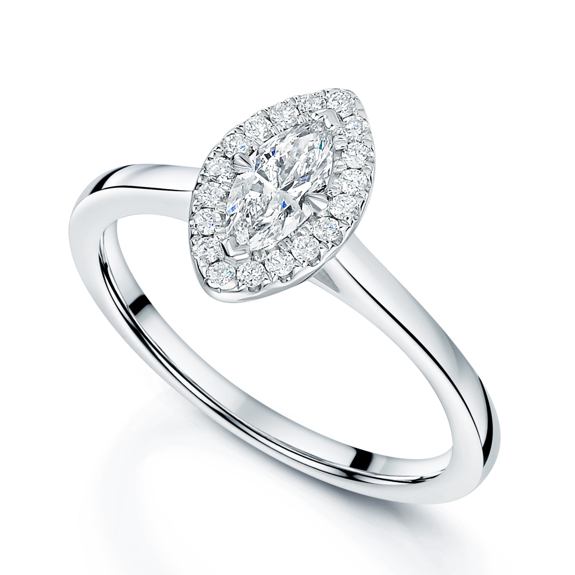 Platinum GIA Certificated Marquise Cut Diamond Halo Ring