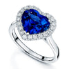 Platinum Heart Cut Blue Sapphire And Round Brilliant Cut Diamond Halo Ring