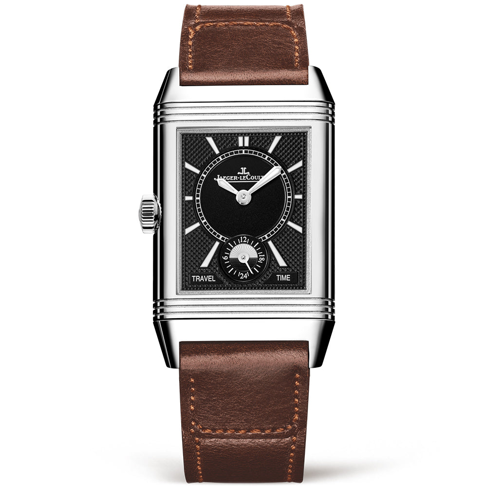 Jaeger LeCoultre Reverso Classic Medium Duoface Brown Strap Watch