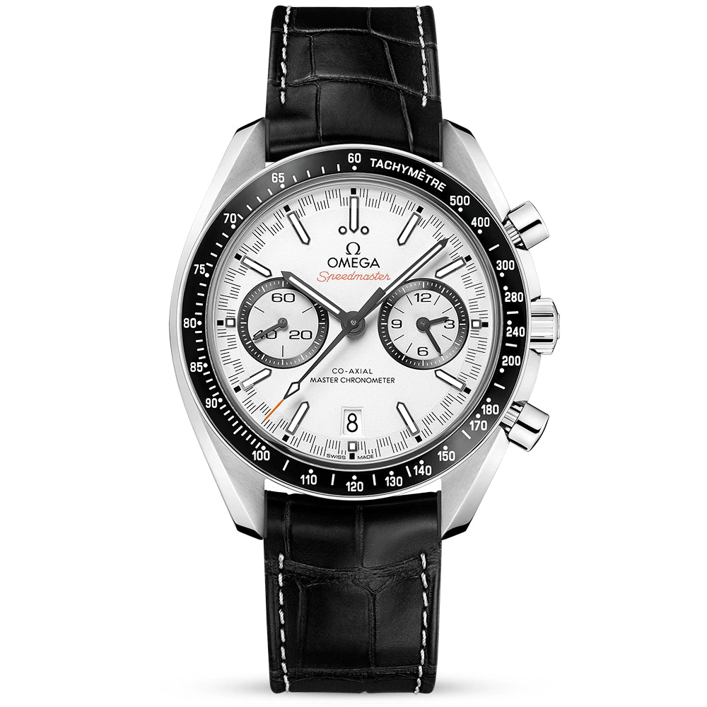 Speedmaster Racing 44.25mm White Dial Automatic Strap Watch