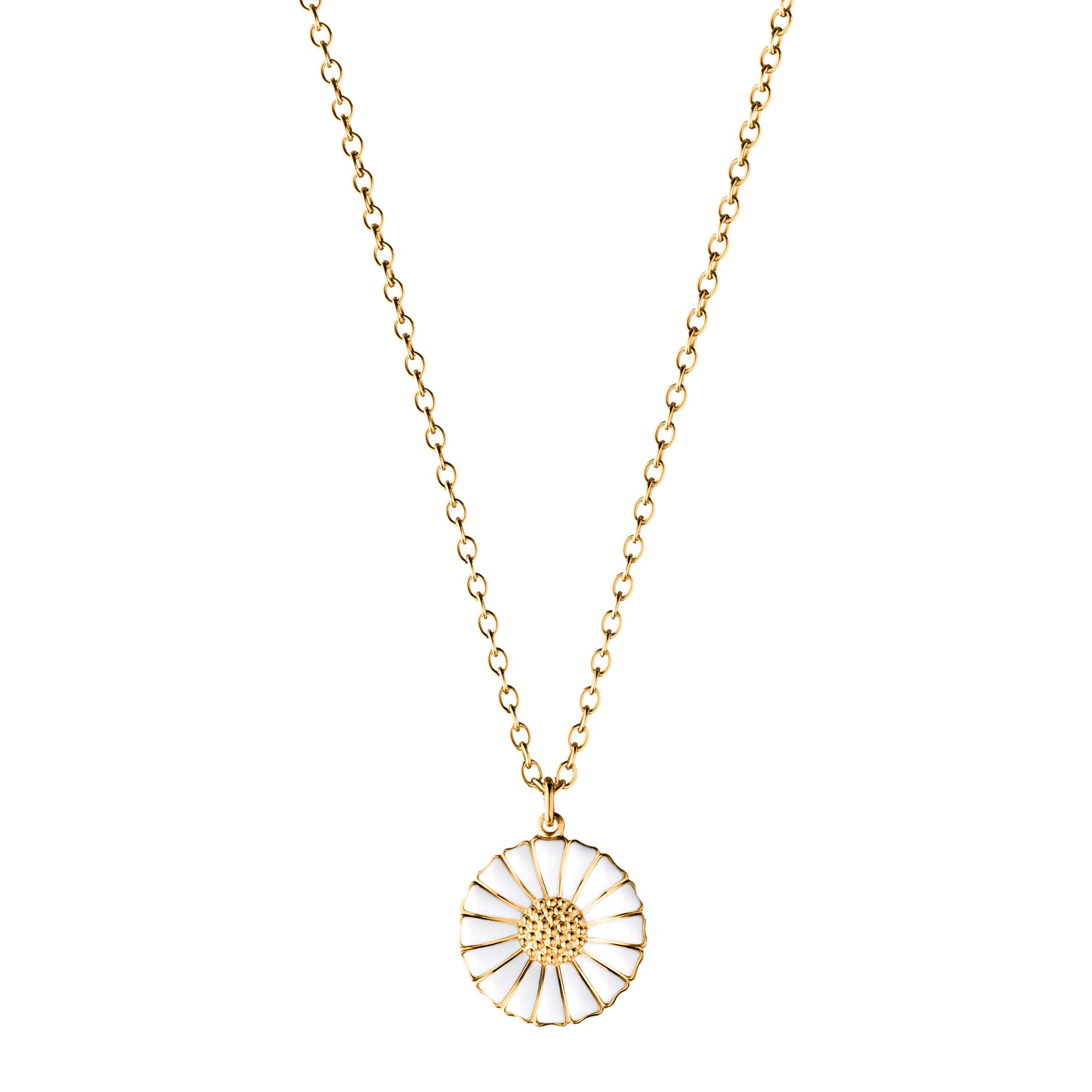 Daisy 18ct Gold Plated Sterling Silver & White Enamel Pendant