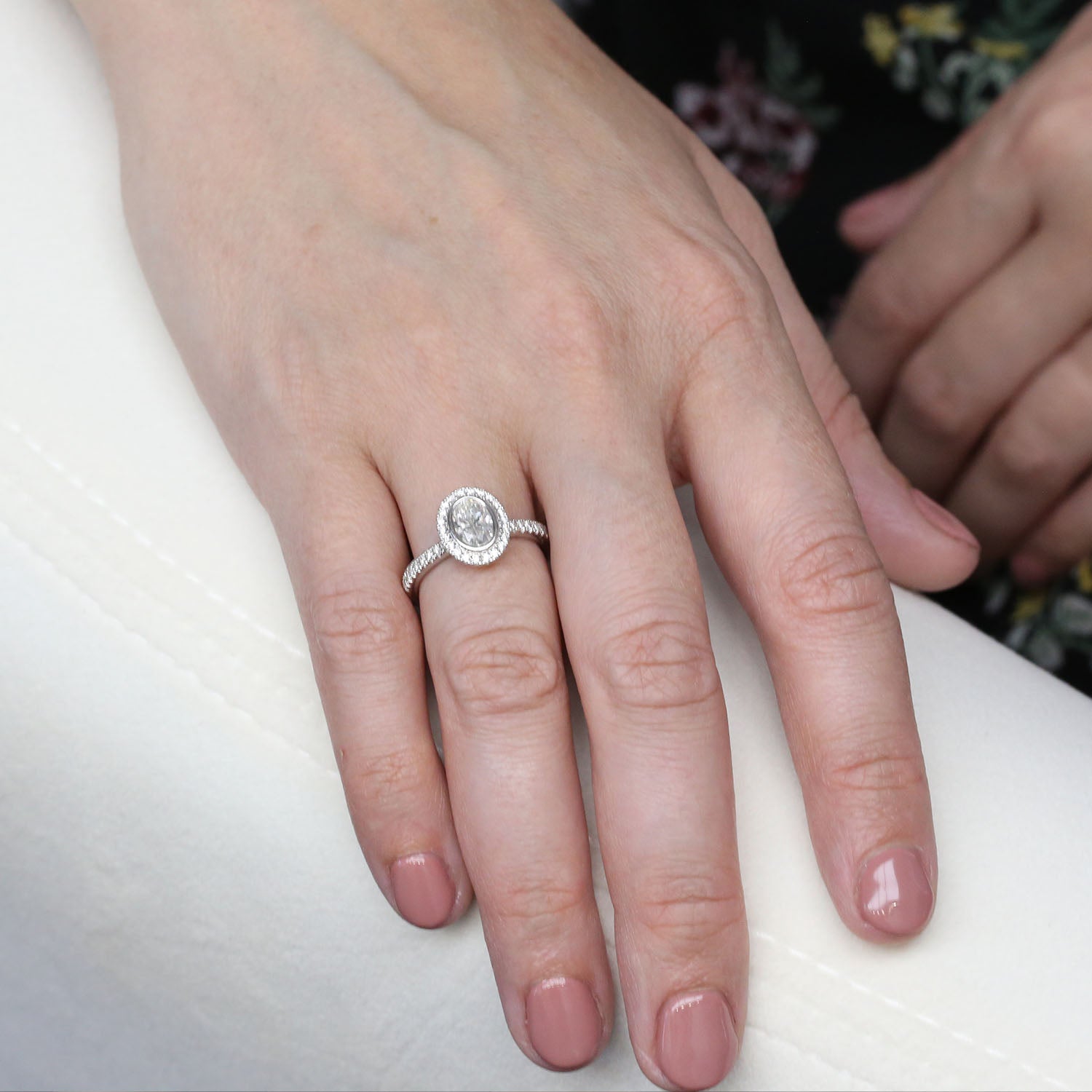 Berry's Platinum GIA Certificated Oval Cut Diamond Ring With A Halo Surround And Diamond Shoulders - Berry's Jewellers