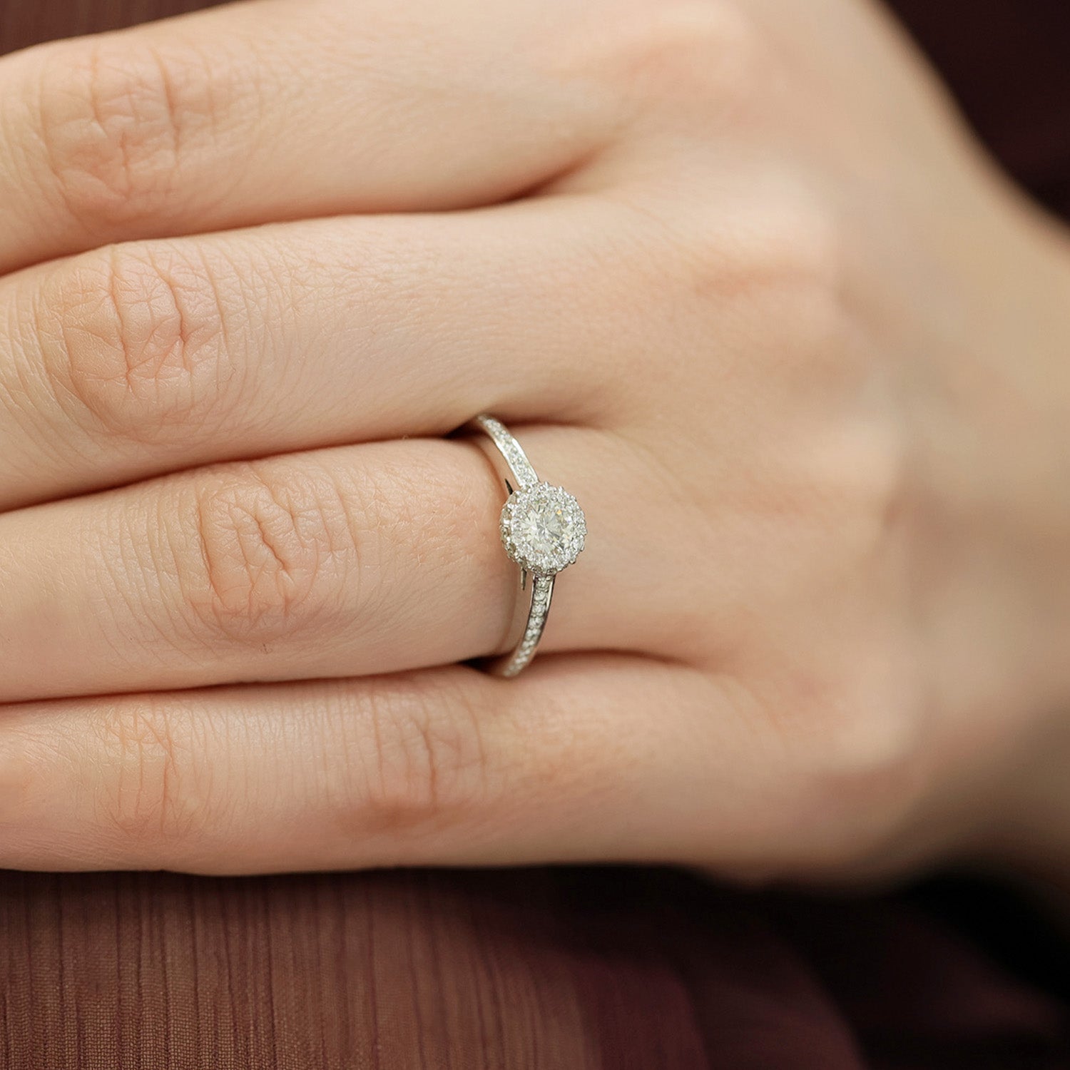 Berry's Platinum Round Brilliant Cut Diamond Ring With A Double Diamond Set Halo & Diamond Shoulders - Berry's Jewellers