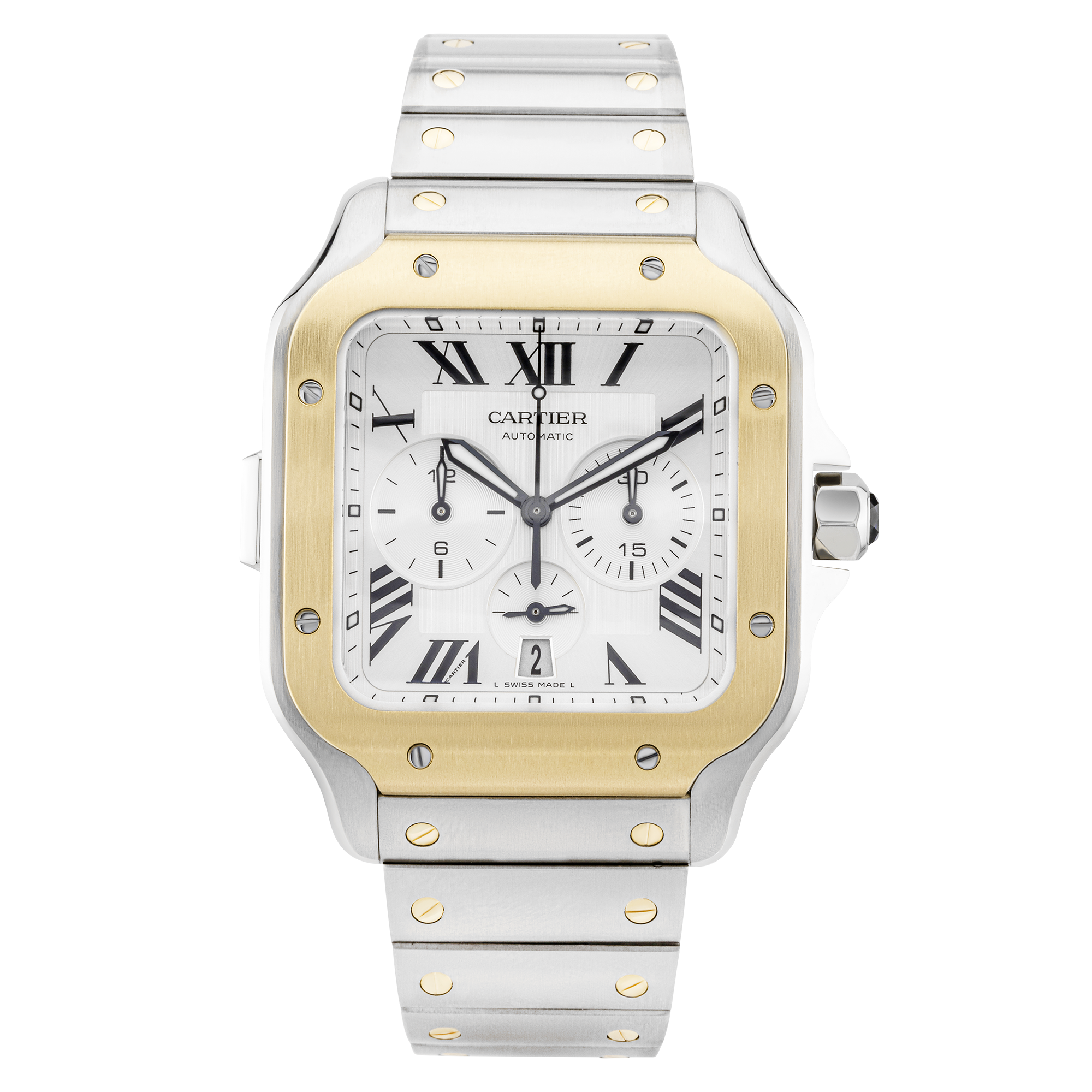 Cartier Santos Large Steel & 18ct Yellow Gold Chronograph Watch (2022)