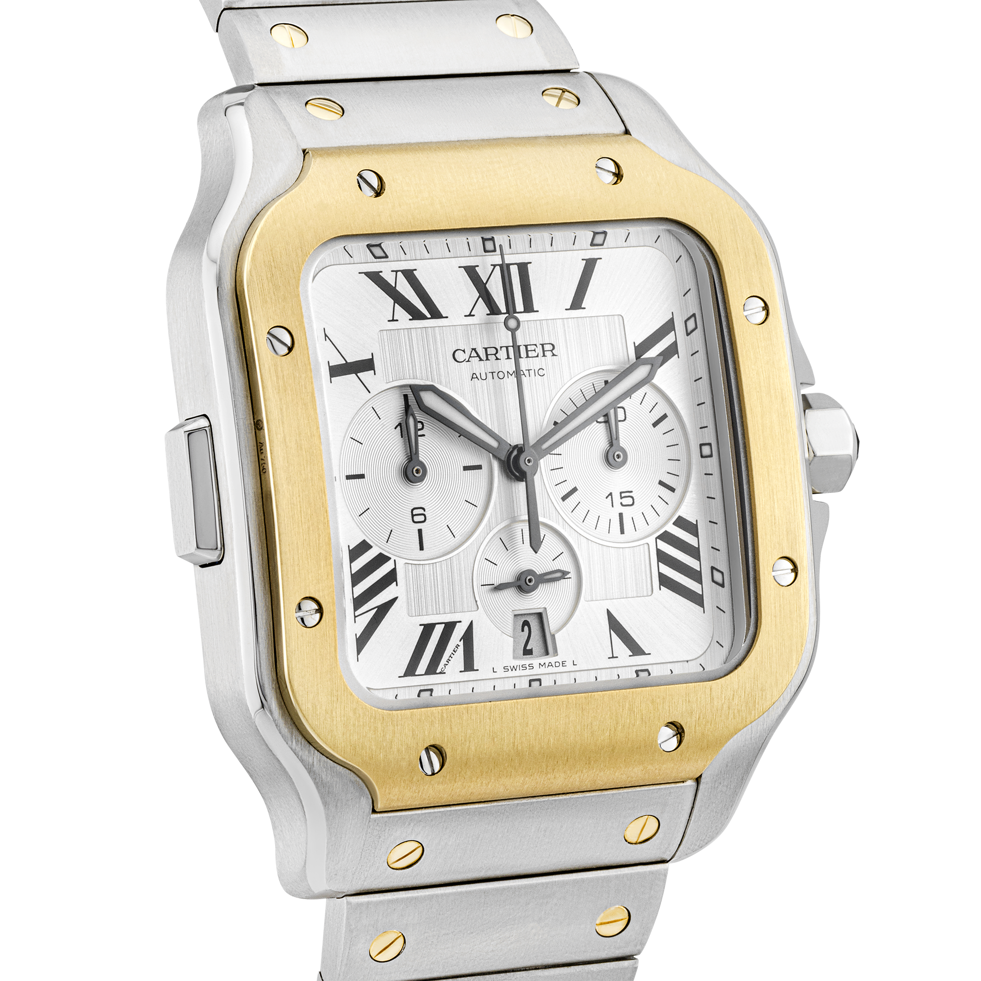 Cartier Santos Large Steel & 18ct Yellow Gold Chronograph Watch (2022)