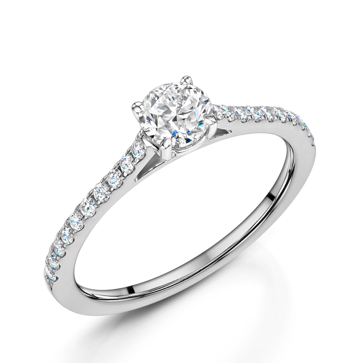 Berry's Platinum Diamond Solitaire Engagement Ring With Diamond Shoulders GIA Certified 0.50 Carat - Berry's Jewellers