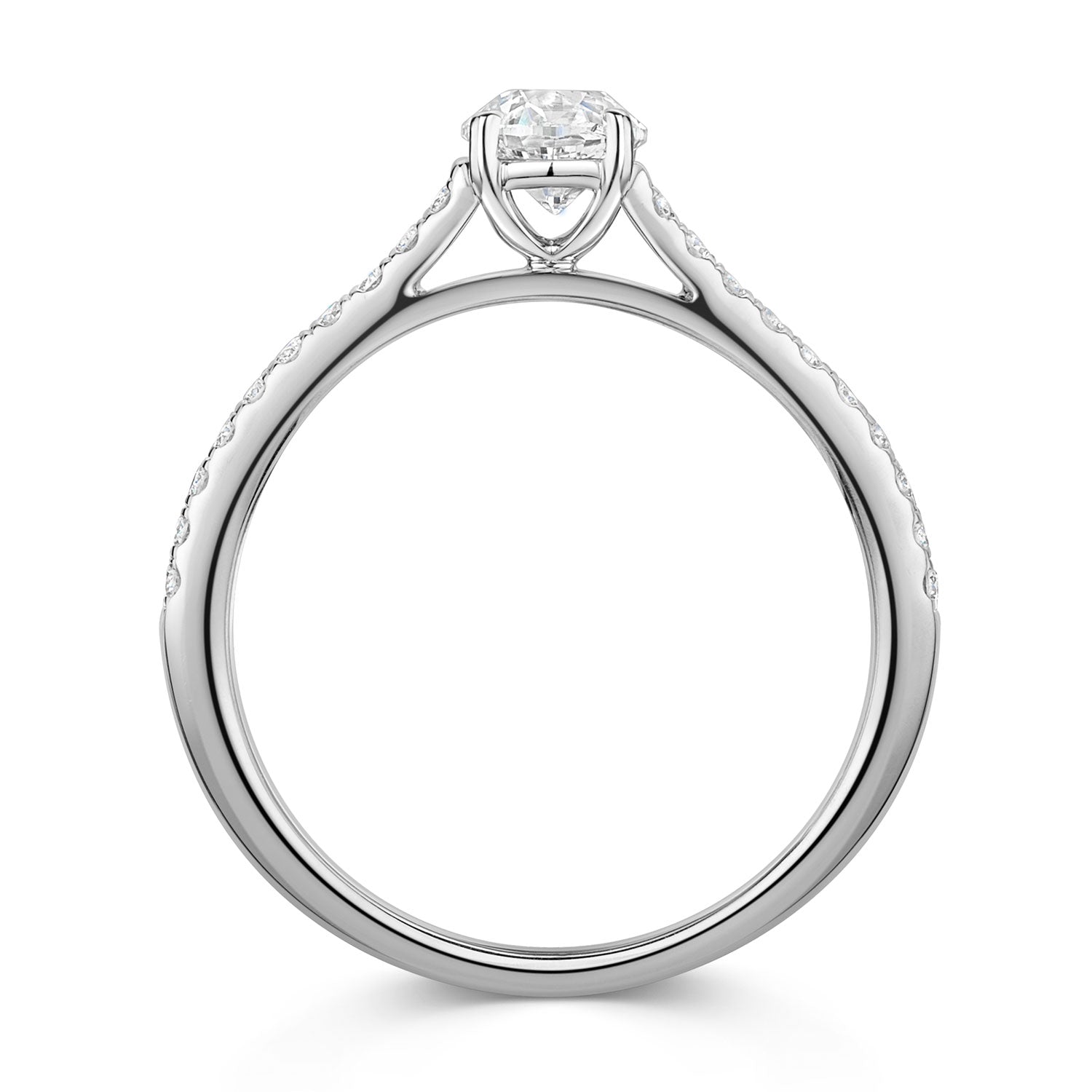 Platinum Diamond Solitaire Engagement Ring With Diamond Shoulders GIA Certified 0.50 Carat