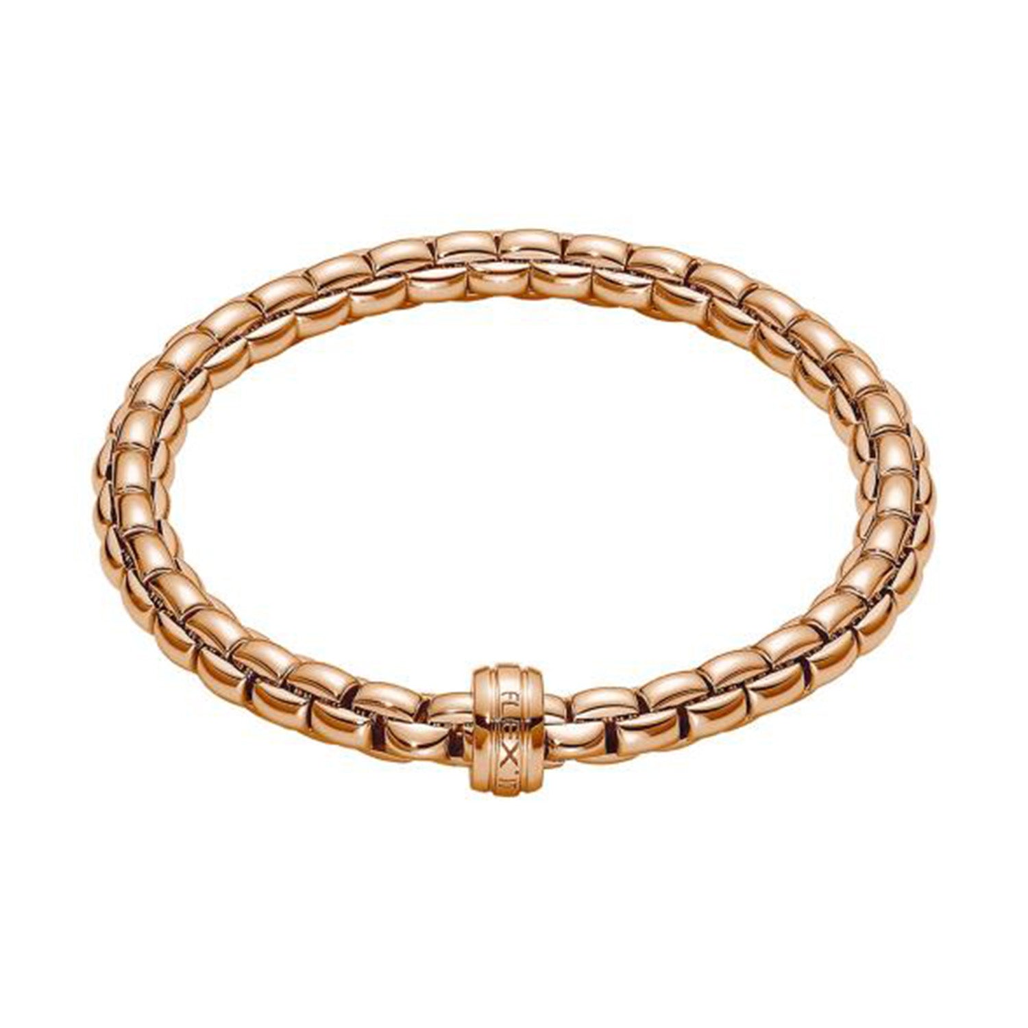 FOPE Eka 18ct Rose Gold Flex'it Bracelet With Single Rondel - Berry's Jewellers