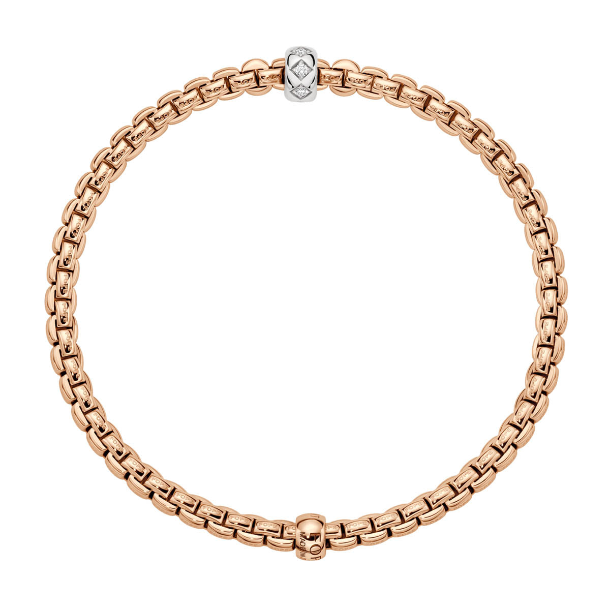 18ct Rose Gold Eka Flex'it Bracelet With A Single Rhombus Set Diamond Rondel