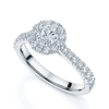 Berry's Platinum GIA Certificated Round Brilliant Cut Diamond Halo Ring With Diamond Set Shoulders - Berry's Jewellers