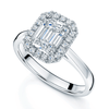 Berry's Platinum GIA Certificated Emerald Cut Diamond 1.64 Carat Halo Ring - Berry's Jewellers