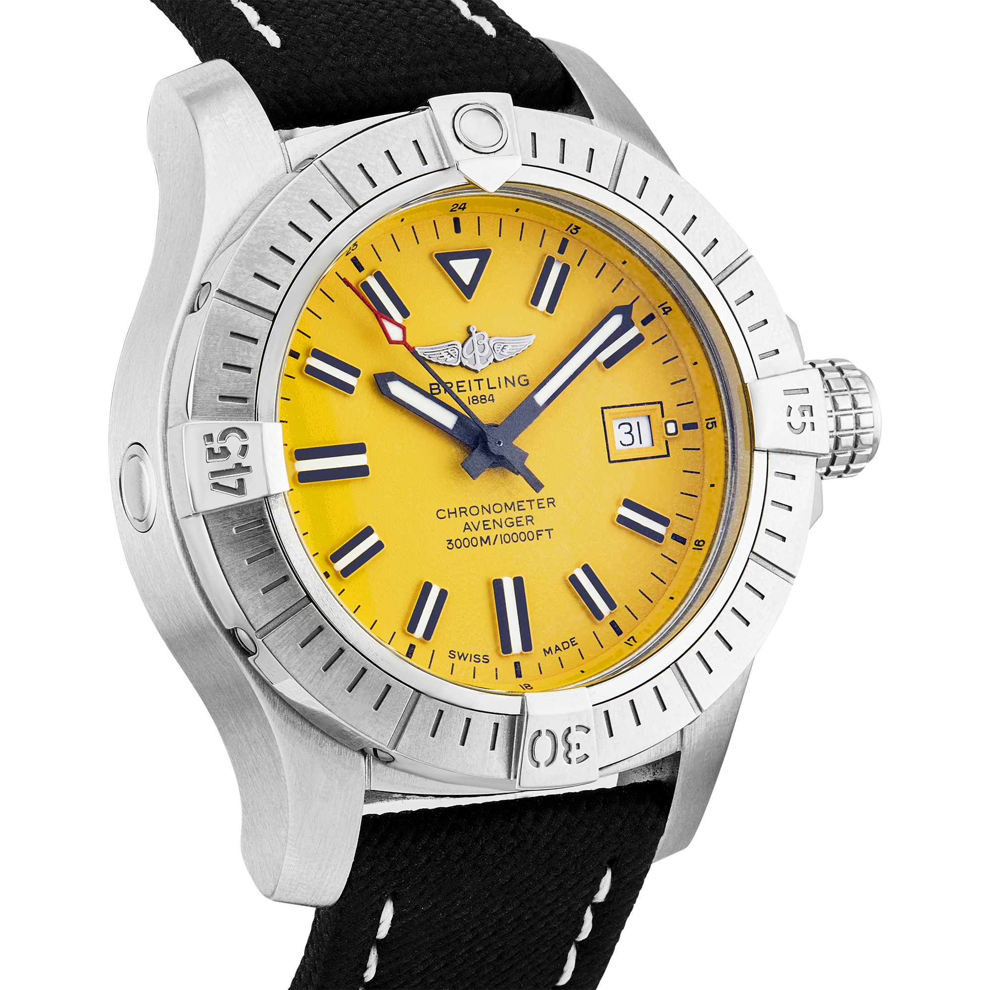 Breitling Avenger Seawolf 45mm Yellow Dial Strap Watch (2024)