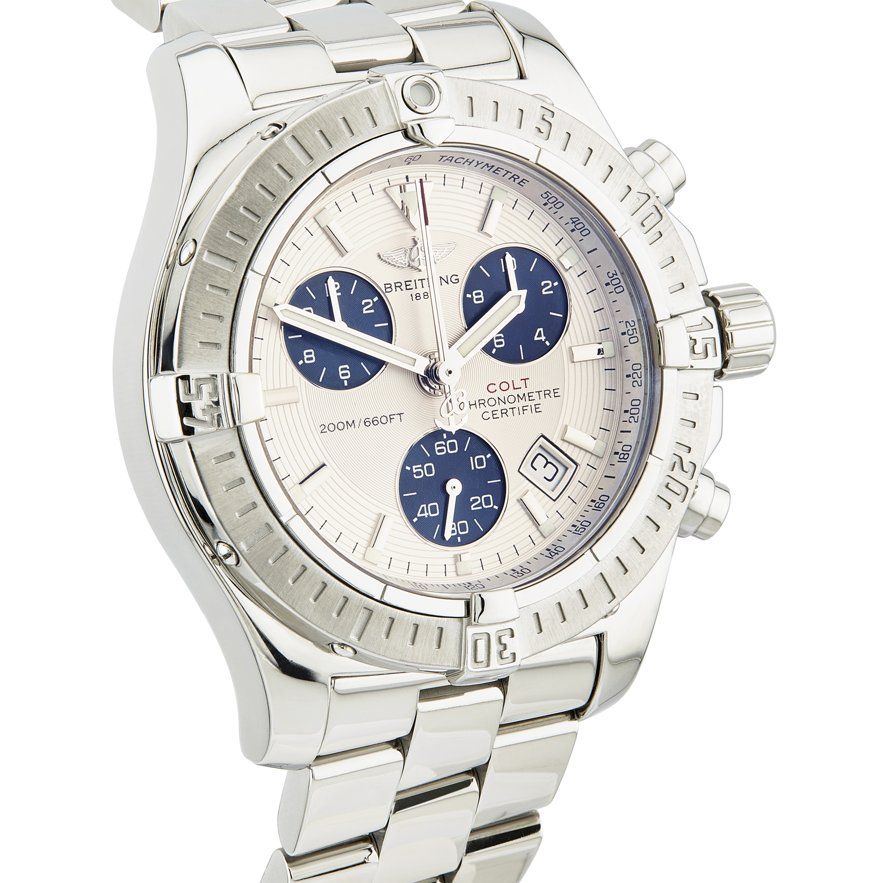 Breitling Colt Chronograph 41mm Silver/Blue Dial Bracelet Watch (2011)