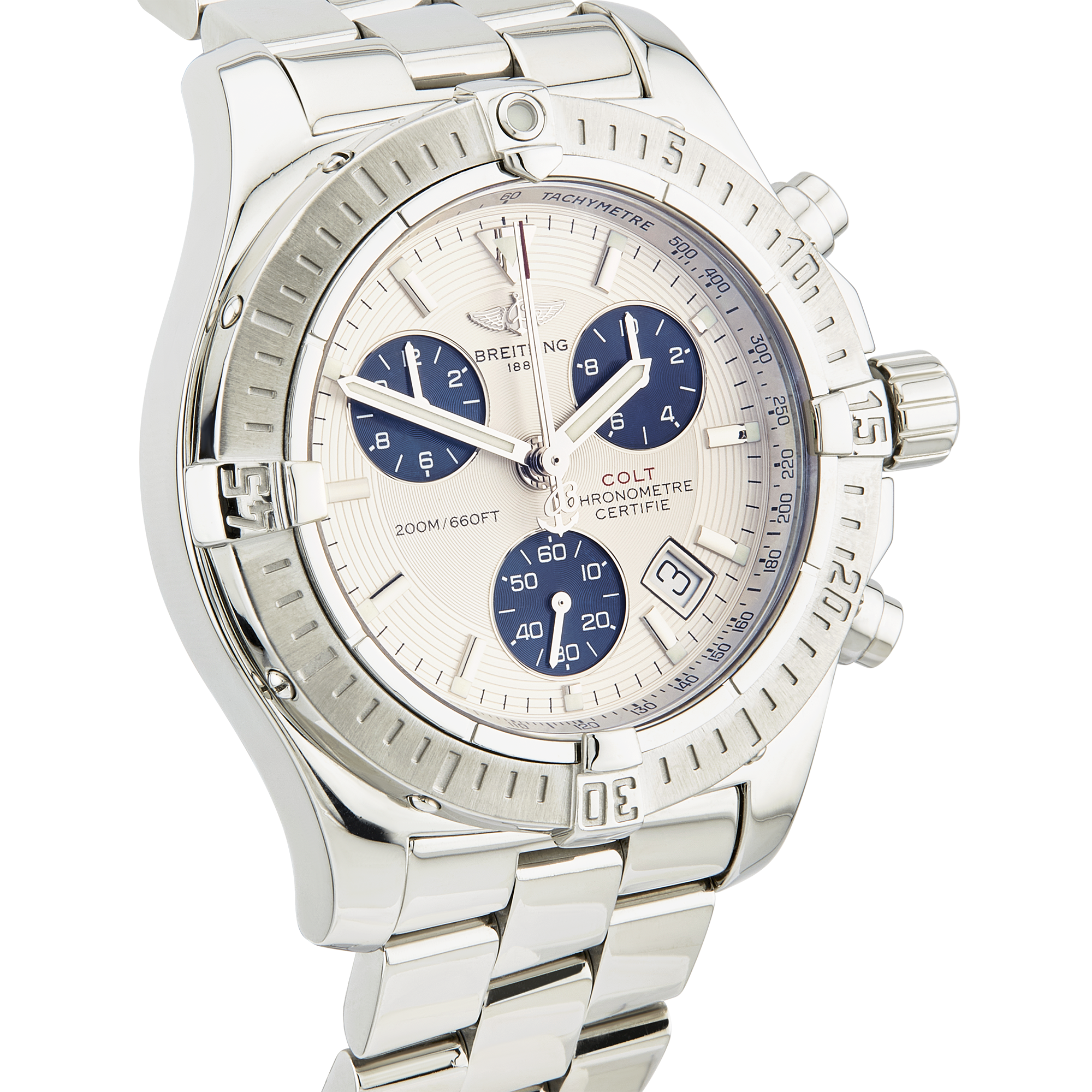 Breitling Colt Chronograph 41mm Silver/Blue Dial Bracelet Watch (2011)