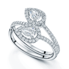 18ct White Gold Pear Cut Two Stone Diamond Halo Set Ring