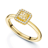 18ct Yellow Gold Cushion Cut Yellow Diamond Halo Set Ring