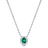 18ct White Gold Oval Cut Emerald And Diamond Halo Pendant