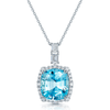 18ct White Gold Aquamarine & Diamond Pendant