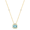 18ct Yellow Gold Emerald Cut Aquamarine And Baguette Cut Diamond Pendant